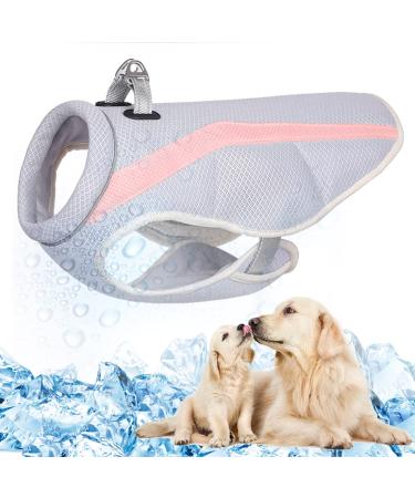 Dog cooling vest dishes Breathable mesh dog cooling jacket cooler and comfortable dog coat adjustable with reflective stripes for small/medium/large dogs run outdoor hike mountaineering xl pink