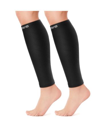 CAMBIVO 2 Pairs Calf Compression Sleeve Men & Women Shin Splints Support and Calf Support Sleeves Compression Leg Socks for Running Sports Flight Hiking Cycling XXL Pure Black