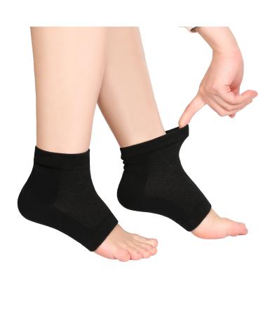 Soft Gel Heel Socks for Dry Hard Cracked Skin - Moisturizing Day/Night Care - 3 Pairs (Black) | Ventilated Open Toe Design - Buy Online on GoSupps.com
