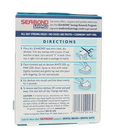 SEA-BOND Denture Adhesive Seals Uppers Original 15 ea (Pack of 3) - Buy Online on GoSupps.com