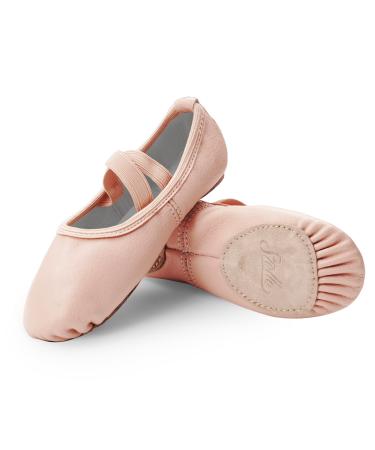 Stelle Girls Premium Leather Ballet Shoes Slippers for Kids Toddler(Toddler/Little Kid/Big Kid) 1 Big Kid Ballet Pink (No-tie)