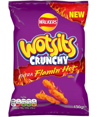 Wotsits Crunchy Extra Flamin' Hot Sharing Bag 130g 130 g (Pack of 1) - Buy Online on GoSupps.com