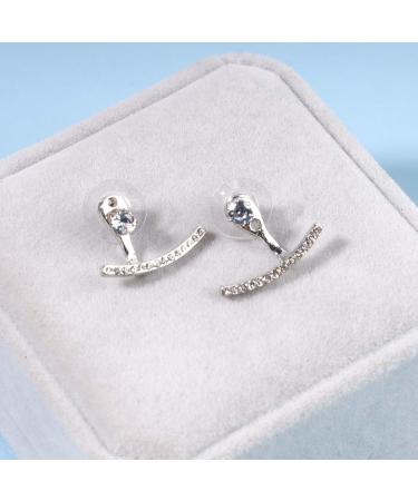 Shop Boho Crystal Bar Ear Climber Earrings | Silver Rhinestone Ear Jackets for Women & Girls - Buy Online on GoSupps.com