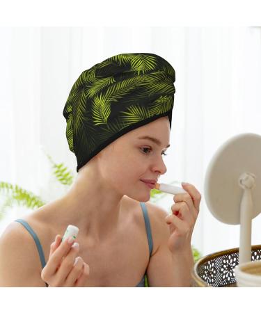 Hair Towel Wrap - Quick Drying Towel Turban with Button | Tropical Palm Leaves Design - Buy Online on GoSupps.com