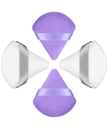 4 Pcs Powder Puffs Face Triangle Powder Puff Velvet Setting Makeup Puff Reusable Wet Dry Make Up Foundation Sponge for Pressed/Loose Powder Under Eyes Concealer Puff Make-up Brushes & Tools Applicator white purple 4pcs
