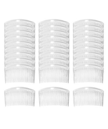 Cinaci 30 Pack 3 Inch White Clear Plastic French Hair Side Combs Wedding Bridal Veil Comb Fine Hair Slide Hair Clips Small Clear Barrettes Bun Holder with 23 Teeth DIY Headpieces Accessories for Women 30 Pack Clear Plast...