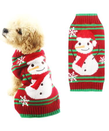 PETCARE Christmas Dog Sweater Vest Funny Ugly Xmas Puppy Costume Pet Holiday Warm Fall Winter Clothes for Small Medium Large Dogs Cats Pullover Cat Sweaters Outfits M (Suggest 10-15 lbs) Red Snowman