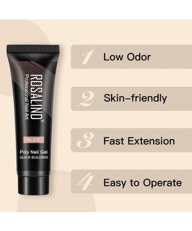 ROSALIND Poly Nail Gel Set Clear Pink Poly Nail Gel Colours 6PCS Poly Extension for Nails Poly Clear Gel Poly Builder Easy Nail DIY at Home for Nail Enhancement Art Design 1-white Nude Pink - Buy Online on GoSupps.com