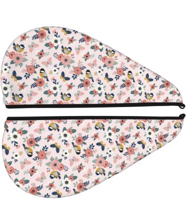 Buy Cute Spring Birds and Flowers Microfiber Hair Towel - Soft Super Absorbent Wrap for Long Curly Hair | Quick Dry Coral Velvet for Women - Buy Online on GoSupps.com