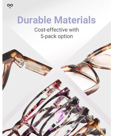 5-Pack Reading Glasses for Women - Durable 1.5x Readers with Blue Light Protection & Spring Hinges - Multicolor Options Available - Buy Online on GoSupps.com