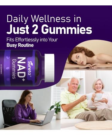 Goreta Liposomal NAD+ Gummies for Adults with Resveratrol & Quercetin | Multi-Ingredient Daily Nutrition Formula | Natural Grape Flavor, 60 Gummies - Buy Online on GoSupps.com