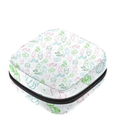 Menstruation pad bag with zipper women's napkin bag tampons collection bags for women and girls (small cactus pattern) Color 8