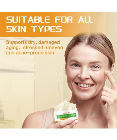 Organic Turmeric Face Cream for Dark Spots & Acne - 50g Moisturizer for Even Skin Tone & Blemish Treatment - Buy Online on GoSupps.com