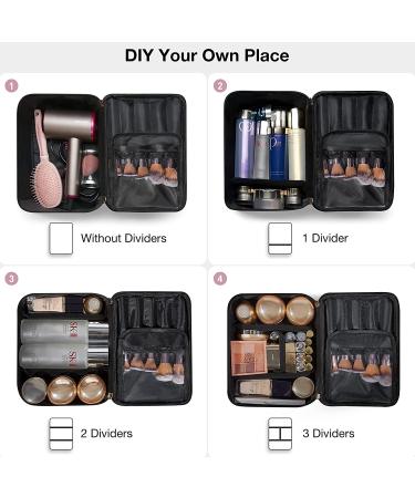 Makeup Bag BAGSMART Travel Cosmetic Case Double Layer Makeup Organizer Bag with Adjustable Dividers Water-resistant Leather Cosmetic Case for Travel Makeup Skin Care Cosmetics Tools Brushes Black Black Small - Buy Online on GoSupps.com