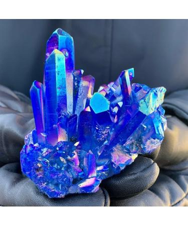 Natural Crystal Rough Crystal Cluster Specimen Blue Angel Aura Flower Natural Electroplating Gemstone Quartz Cluster (Size : 180-200g) - Buy Online on GoSupps.com