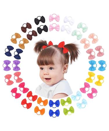 Choicbaby 40PCS 2" Baby Hair Ties Boutique Tiny Elastic Ponytail Rubber Toddler Hair Accessories for Baby Girls Newborn Infants Little Girl in Pair Hair Bands Multicolor-20colour