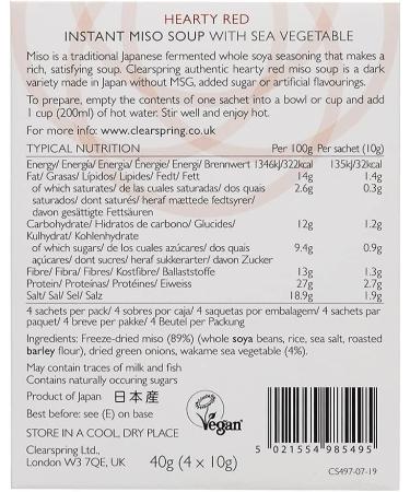 Clearspring Hearty Red Miso Soup + Sea Veg 1 x 4x10g - Buy Online on GoSupps.com