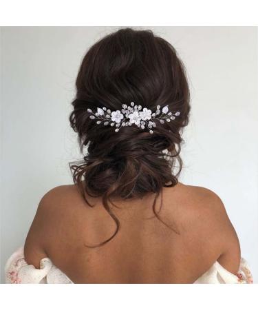 Unicra Bridal Wedding Silver Headpiece Pearls Hair Pins Bridal Hair Clips Accessories for Women and Bridesmaid - Buy Online on GoSupps.com