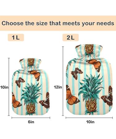 Naanle Streak Butterfly Pineapple Water Bottle 2L - Transparent Hot Water Bottle with Cover for Pain Relief & Therapy - Buy Online on GoSupps.com