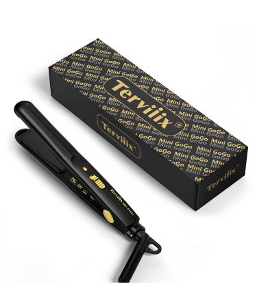 Terviiiix mini smooth iron for on the go small hair smoothing for short hair/pony portable ceramic smooth iron double tension including bag compact size black