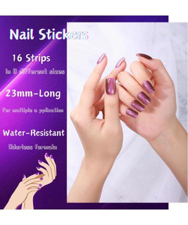 Semi Cured Gel Nails - 16PCS Stickers Nail Wraps Soft Self-Adhesive - Gel Nail Stickers Semi Cured Gel Nail Wraps - Glossy & Long Lasting Gel Nail Stickers Need UV Light (Glitter Purple) - Buy Online on GoSupps.com