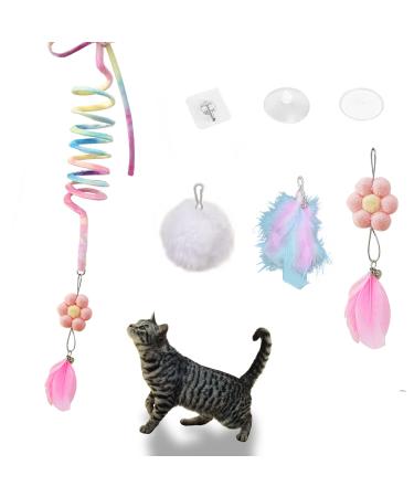 Bouncing Interactive cat toys for indoor cats Wiggly Ball Cat toys door hanging dangerous cat spring toys with bells for kitten for exercise Elimination of boredom ... spring style