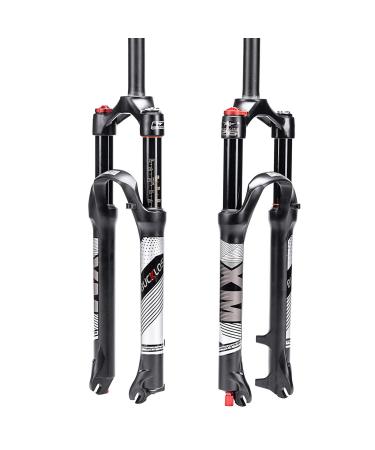 BUCKLOS 26/27.5/29 Travel 120mm MTB Air Suspension Fork, Rebound Adjust 1 1/8 Straight/Tapered Tube QR 9mm Manual/Remote Lockout XC AM Ultralight Mountain Bike Front Forks Straight-manual lock 29"