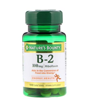 Nature's Bounty Vitamin B-2 100 mg 100 Coated Tablets