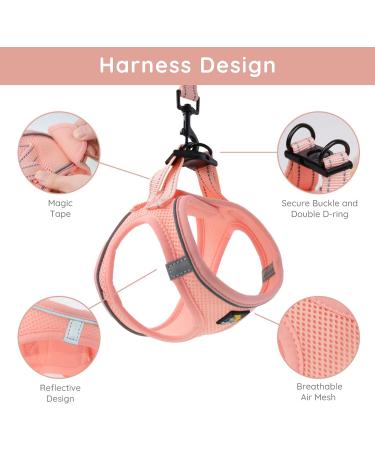 Buy Bella & Pal Step-In Dog Harness for Small Dogs - Reflective Breathable Air Mesh with Leash | XS Coral Pink (30-35cm) - Perfect for Puppies & Cats - Buy Online on GoSupps.com