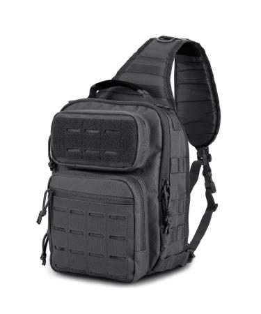 WINCENT Tactical Sling Bag Pack Military Rover Shoulder Sling Backpack Molle Assault Range Bag EDC Diaper Bag Day Pack Black