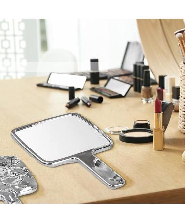 Aesorad Water Ripple Square Handheld Mirror - Large 6.2x11 Inches for Women, Electroplate Silver Travel Makeup Mirror - Buy Online on GoSupps.com