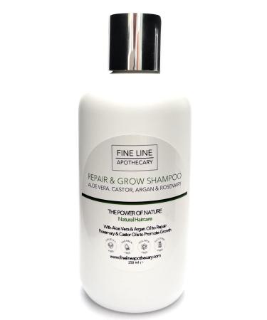 99% Natural SHAMPOO - REPAIR & GROWTH - COCONUT CASTOR ARGAN & ROSEMARY - 250 ml by Fine Line Apothecary. - Sulfate Free Paraben Free Silicone Free. Leaves your Hair Manageable. Concentrated.