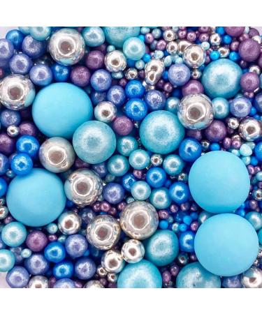 Twist Ingredients - Pearls Mix - Twinkle Mermaid Cake Topper Sprinkles - 1kg Edible Pearl Ball Cupcake Decorations - Metallic Shimmer Purple Blue & Silver Mix