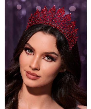 SWEETV Princess Tiara Crown for Women - Bridal Wedding Diadem Headpiece in Red - Buy Online on GoSupps.com