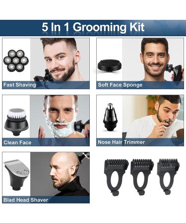 Buy 7D Electric Razor for Men - 5 in 1 Waterproof Bald Head Shaver with LED Display | Best Grooming Kit for a Perfect Shave - Buy Online on GoSupps.com