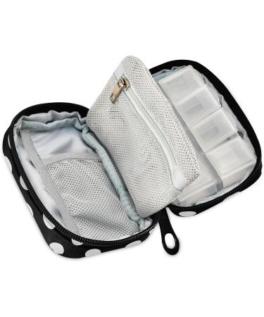 Travel-Friendly Naanle Black & White Polka Dots Pill Box | 7-Day Pill Organizer & Zipper Case for Vitamins | Compact & Portable Supplement Holder - Buy Online on GoSupps.com