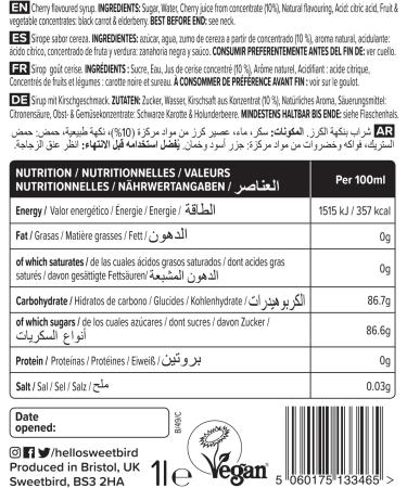 Sweetbird Cherry Syrup 1L - FS249 | Premium Quality | Perfect for Cocktails & Desserts - Buy Online on GoSupps.com
