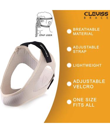 Adjustable Anti-Snoring Chin Strap for CPAP Users - Stopper Sleep Aid for Men and Women - Beige - Buy Online on GoSupps.com