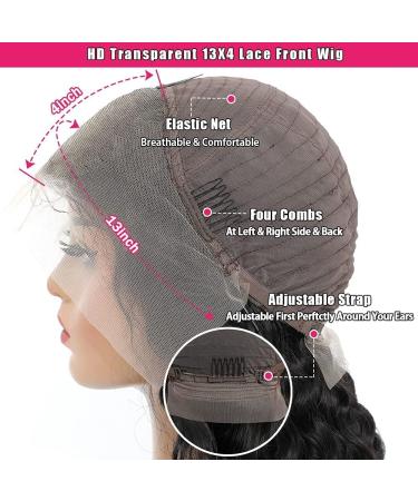 30 Inch Water Wave HD Lace Front Wig | 180% Density | Brazilian Virgin Human Hair | Pre Plucked | Glueless Transparent Lace Frontal | Curly Hair Wig for Black Women - Buy Online on GoSupps.com