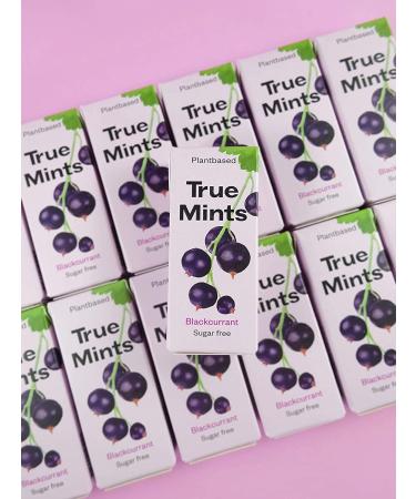 True Mints Black Currant Pastilles - Sugar-Free & Vegan | 18er Display (234g) - Shop Internationally! - Buy Online on GoSupps.com