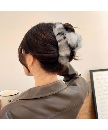 2PCS Large Faux Fur Hair Claw Clip for Women 5.9 Inches Winter Fluffy Fuzzy Hair Clips Nonslip Strong Hold Furry Big Jaw Clamp for Thick Long Hair (Mix-colour#1-2PCS) - Buy Online on GoSupps.com