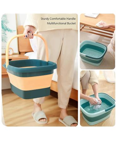 Collapsible 15L Foot Bath Basin with Handle | Portable Green Foot Soak Tub | Durable Plastic Foot Bucket for Massage - Buy Online on GoSupps.com