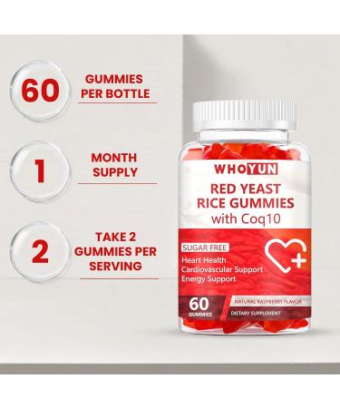 Whoyun Red Yeast Rice with Coq10 Gummies Sugar Free Red Yeast Rice Supplement - Buy Online on GoSupps.com