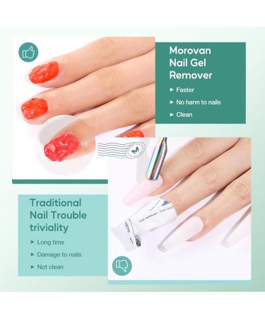Morovan Gel Nail Polish Remover Kit - Quick & Easy Gel Polish Removal in 3-5 Mins | Includes Liquid Latex Tape Nail Strengthener & Cuticle Pusher | International Shipping Available - Buy Online on GoSupps.com