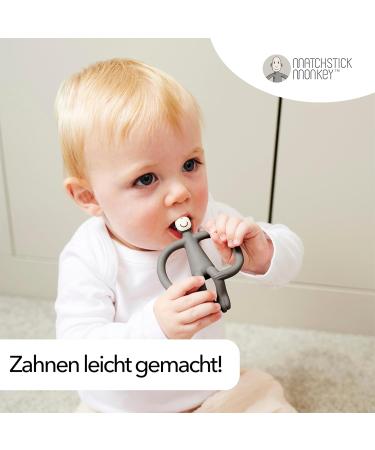 Match Stick Monkey Bite Ring - Original Baby Dental Aid for Teething Gums | Soft BPA-Free Silicone | Perfect Grip for 3 Months+ - Gray - Buy Online on GoSupps.com