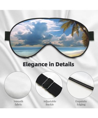 Shop Clouds & Palm Trees Printed Soft Eye Mask | Zero Eye Pressure Travel Blackout Mask - Buy Online on GoSupps.com