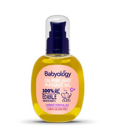 Babyology - Calming Baby Oil for Newborn with Baby Essential Oils - 3,38 Fl. Oz (100ml) - Lavender Essential Oils for Babies - Nourishing and Moisturizing Massage Baby Oil for Bonding