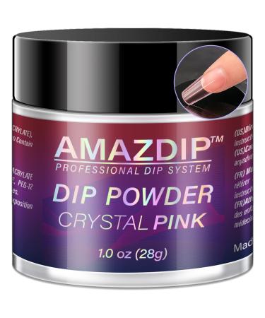 Crystal/Clear Pink Nail Dip Powder 1oz, AMAZDIP Pro Dipping Nail System for Salon/DIY at Home, D1002 02-Crystal Pink