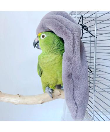 SGQCAR Corner Fleece Bird Blanket,Bird Blanket for Cage,Cozy for Birds,Parrot Cage Snuggle Hut Warm Bird Nest House Bed for Parrots,Small Conures, Lovebirds and Cockatiels L Large Gray