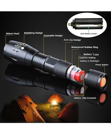 2 Pack Tactical Flashlights Torch - Military Grade, 3000 Lumens, 5 Modes, Waterproof LED Handheld Flashlight for Camping, Biking, Hiking - Emergency Outdoor Gear - Buy Online on GoSupps.com